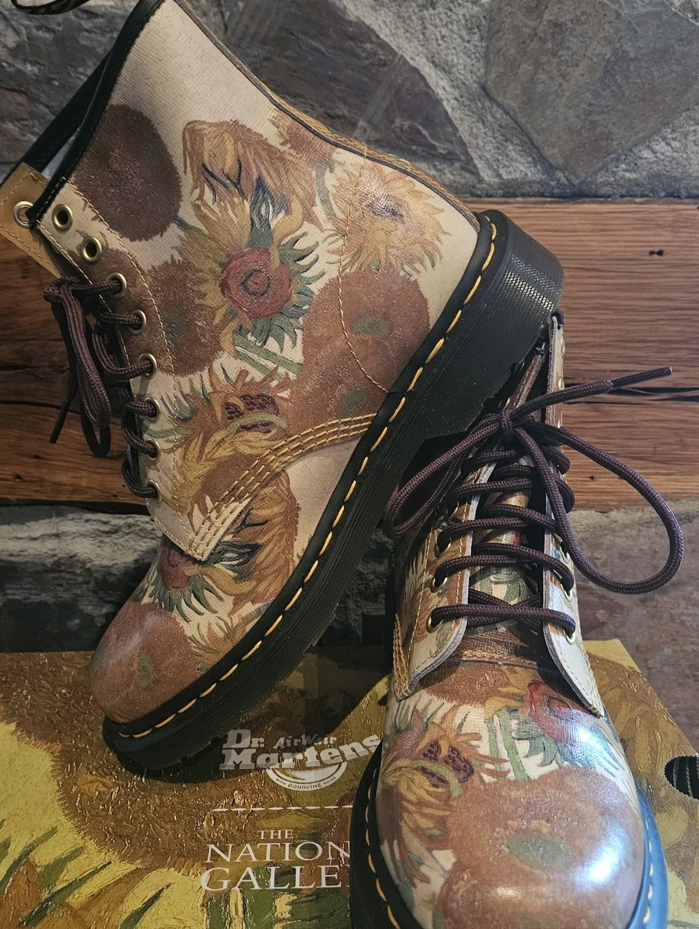 Dr. Martens 1461 The National Gallery Van Gogh Sunflower Boots - Picture 3 of 7